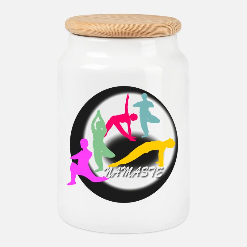 Yoga Logo - Keksdose mit Holzdeckel - Weiß