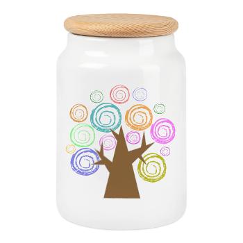 Conception d’arbre en spirale colorée - Boîte à biscuits avec couvercle en bois - blanc - Devant