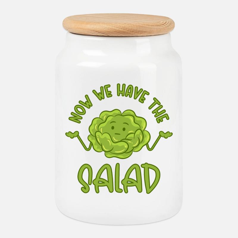 Now we have the salad - Keksdose mit Holzdeckel - Weiß