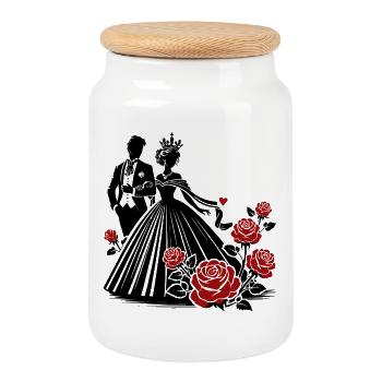 Romantic Couple: The Power of Love & Connection - Cookie Jar with Wooden Lid - white - Front