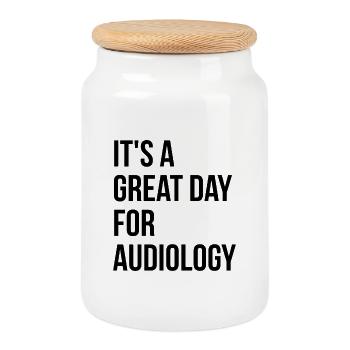 Audiology Audiology Audiology - Cookie Jar with Wooden Lid - white - Front