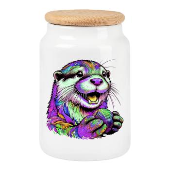 Otter - Keksdose mit Holzdeckel - Weiß - Vorne