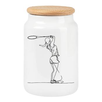 Badminton Girls - Cookie Jar with Wooden Lid - white - Front
