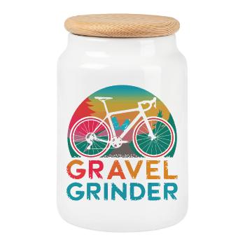 Gravel Grinder Bike Sunset - Keksdose mit Holzdeckel - Weiß - Vorne