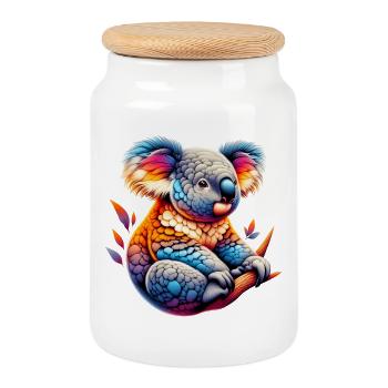Koala - Cookie Jar with Wooden Lid - white - Front
