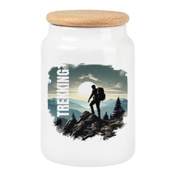 Trekking - Keksdose mit Holzdeckel - Weiß - Vorne