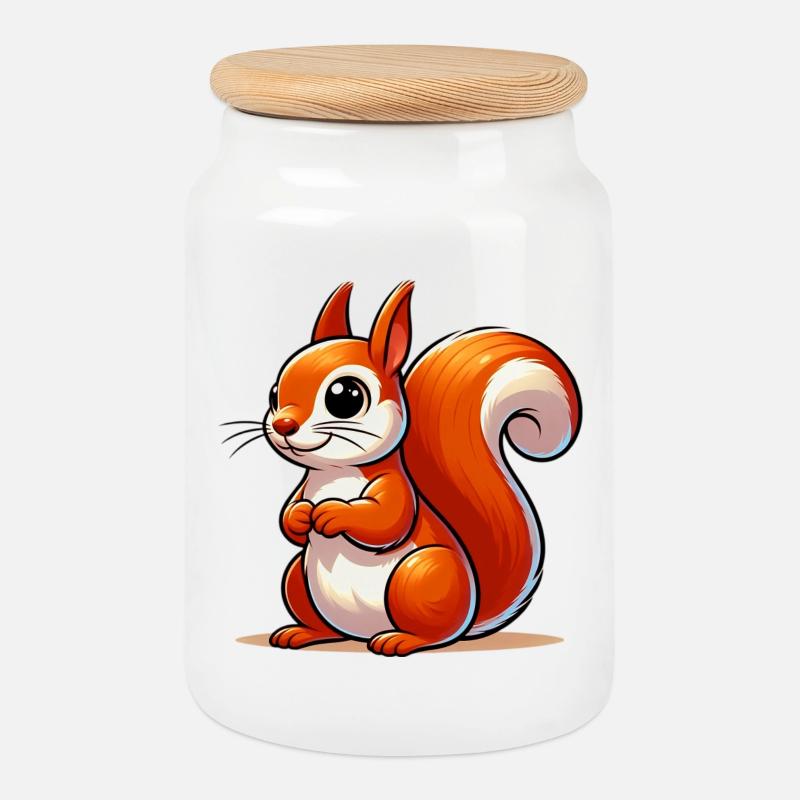 Eichhörnchen - Keksdose mit Holzdeckel - Weiß