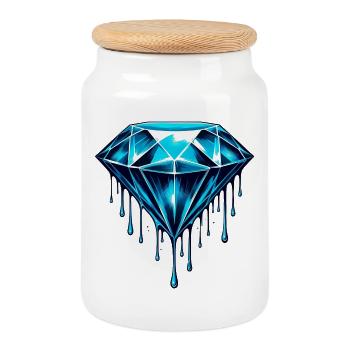 Diamond - Cookie Jar with Wooden Lid - white - Front