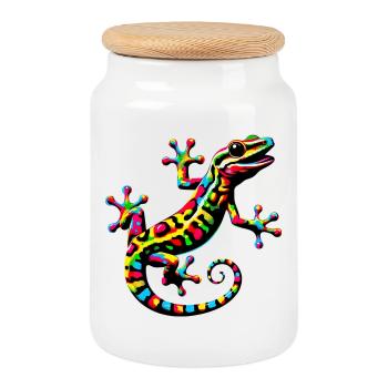 Gecko - Boîte à biscuits avec couvercle en bois - blanc - Devant
