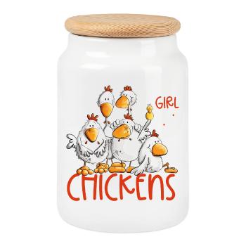 Juste une fille qui aime les poulets Fan de poulets de poulet - Boîte à biscuits avec couvercle en bois - blanc - Devant