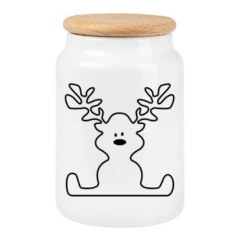 L’orignal à Noël - Boîte à biscuits avec couvercle en bois - blanc - Devant