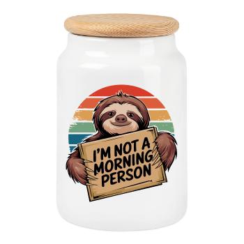 Pas une personne du matin paresseux - Boîte à biscuits avec couvercle en bois - blanc - Devant