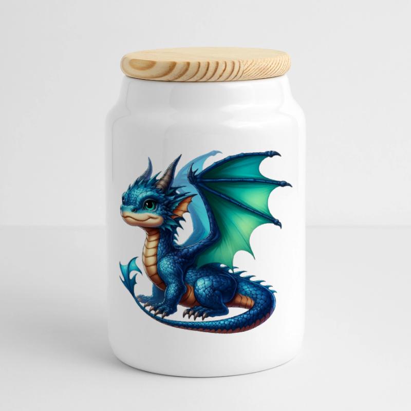 Drache Keksdose mit Holzdeckel