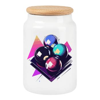 Boules de billard graphique - Boîte à biscuits avec couvercle en bois - blanc - Devant