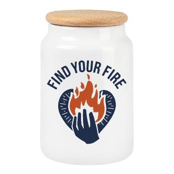 Trouvez votre flamme de feu - Boîte à biscuits avec couvercle en bois - blanc - Devant