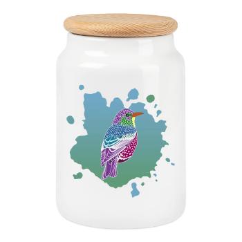 Dream of a Bird - Cookie Jar with Wooden Lid - white - Front