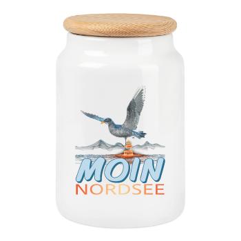 Moin Nordsee - Keksdose mit Holzdeckel - Weiß - Vorne