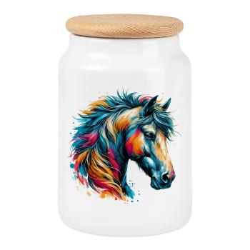 Pferd - Keksdose mit Holzdeckel - Weiß - Vorne