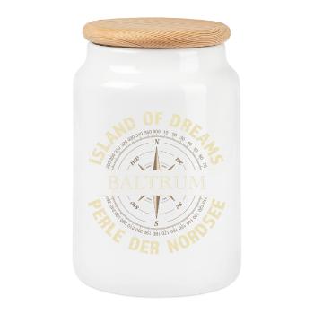 Island of Dreams - Baltrum - Keksdose mit Holzdeckel - Weiß - Vorne