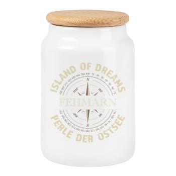 Island of Dreams - Fehmarn - Keksdose mit Holzdeckel - Weiß - Vorne