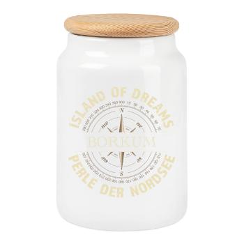 Island of Dreams - Borkum - Keksdose mit Holzdeckel - Weiß - Vorne