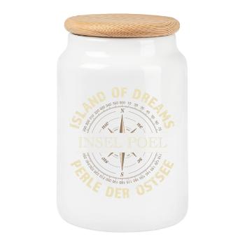 Island of Dreams - Insel Poel - Keksdose mit Holzdeckel - Weiß - Vorne
