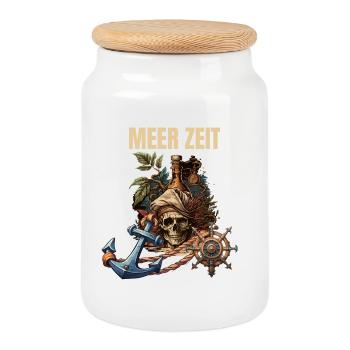 Meer Zeit - Keksdose mit Holzdeckel - Weiß - Vorne