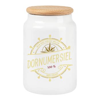 Mein Herz schlägt Wellen - Dornumersiel - Keksdose mit Holzdeckel - Weiß - Vorne