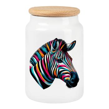 Zebra - Keksdose mit Holzdeckel - Weiß - Vorne