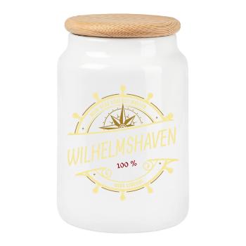 Mein Herz schlägt Wellen - Wilhelmshaven - Keksdose mit Holzdeckel - Weiß - Vorne