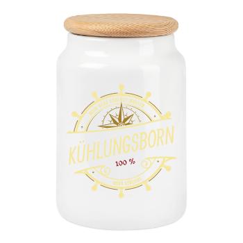 Mein Herz schlägt Wellen - Kühlungsborn - Keksdose mit Holzdeckel - Weiß - Vorne