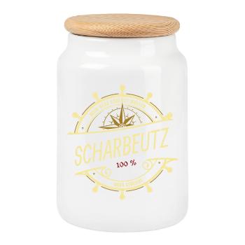 Mein Herz schlägt Wellen - Scharbeutz - Keksdose mit Holzdeckel - Weiß - Vorne