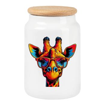 Giraffe - Keksdose mit Holzdeckel - Weiß - Vorne