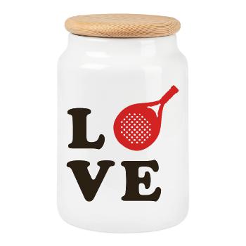 AMOUR padel - Boîte à biscuits avec couvercle en bois - blanc - Devant