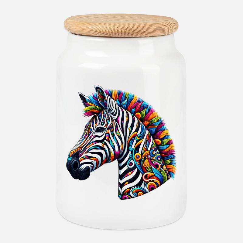 Zebra - Keksdose mit Holzdeckel - Weiß