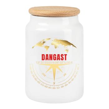 Koordinaten Dangast - Keksdose mit Holzdeckel - Weiß - Vorne
