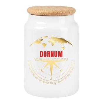 Koordinaten Dornum - Keksdose mit Holzdeckel - Weiß - Vorne