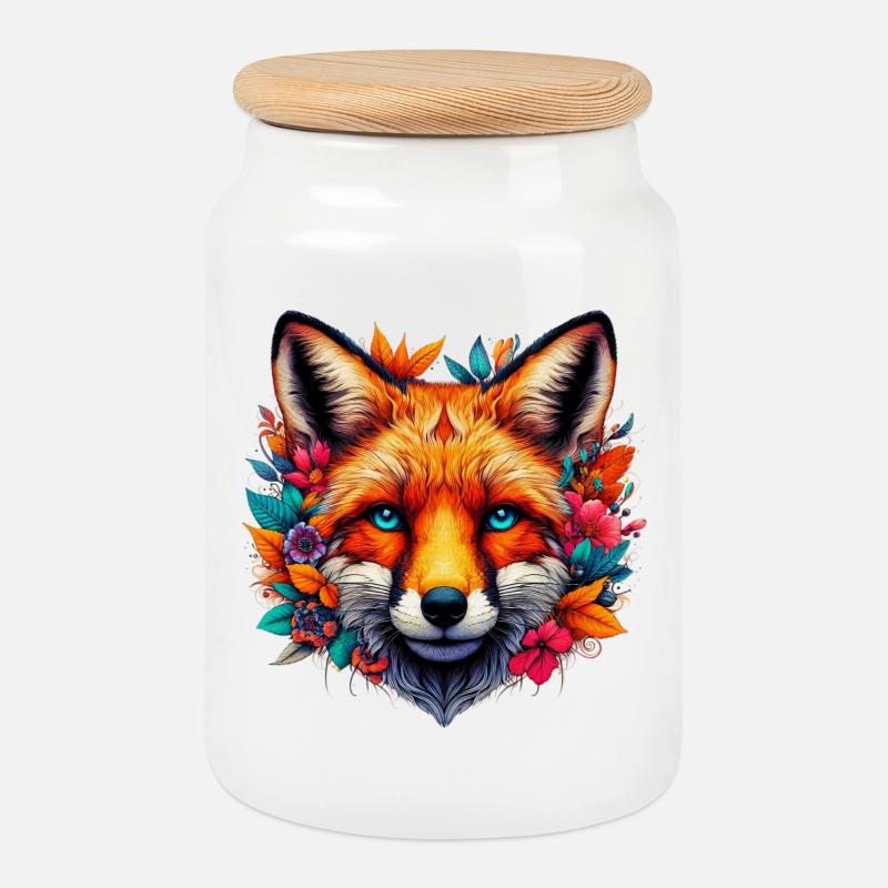 Fuchs - Keksdose mit Holzdeckel - Weiß