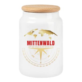 Koordinaten Mittenwald - Keksdose mit Holzdeckel - Weiß - Vorne