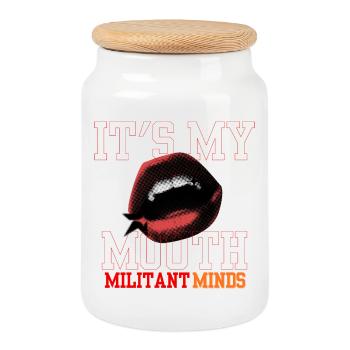 C’est ma bouche, esprits militants, - Boîte à biscuits avec couvercle en bois - blanc - Devant
