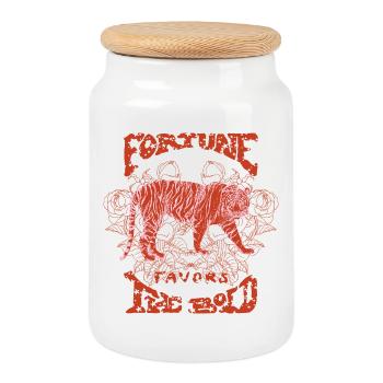 FORTUNE FAVORS THE BOLD - Cookie Jar with Wooden Lid - white - Front