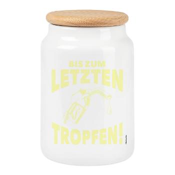 Bis zum letzten Tropfen - zitronengelb - Keksdose mit Holzdeckel - Weiß - Vorne