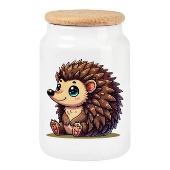 Igel - Keksdose mit Holzdeckel - Weiß - Vorne