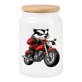 Badgers Moto / Moto Badger - Boîte à biscuits avec couvercle en bois - blanc - Devant