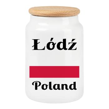 Łódź, Polen - Stilvolle Drucke - Keksdose mit Holzdeckel - Weiß - Vorne