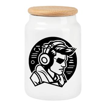 Amateurs de jeux - Boîte à biscuits avec couvercle en bois - blanc - Devant