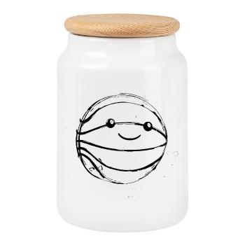 Basketball Ball Comic Look - Keksdose mit Holzdeckel - Weiß - Vorne
