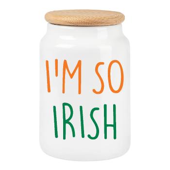 I'M SO IRISH Ireland Irland - Cookie Jar with Wooden Lid - white - Front