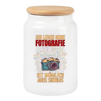 Ein Leben ohne Fotografie ist möglich aber Sinnlos - Keksdose mit Holzdeckel - Weiß - Vorne