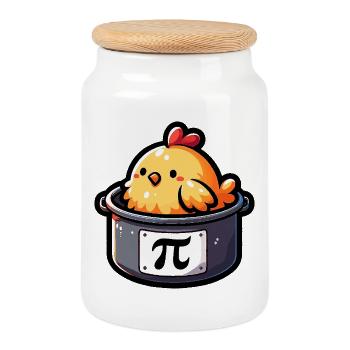 Pi Day Poulet Motif Pi Fans Fans de Maths Enseignants - Boîte à biscuits avec couvercle en bois - blanc - Devant